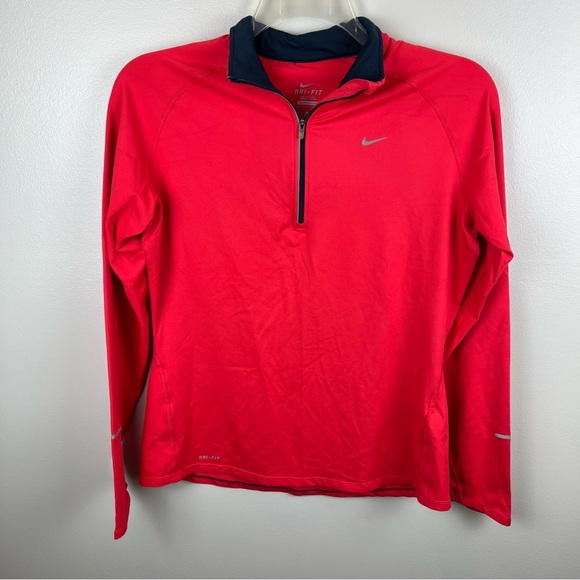 Nike Womens Large Pink Half Zip Dri-Fit Top Logo Size L - Picture 1 of 7